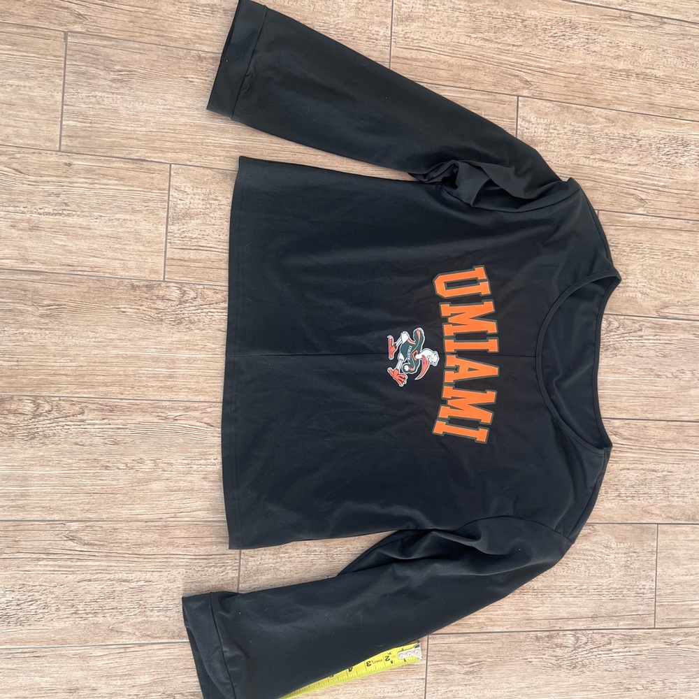 Custom Black Long Sleeve U Miami Shirt small
